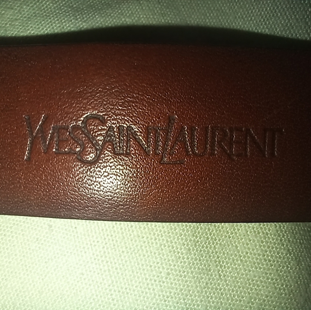 Yves Saint Laurent Dark Brown Belt with Solid Brass Buckle - Picture 2 of 8